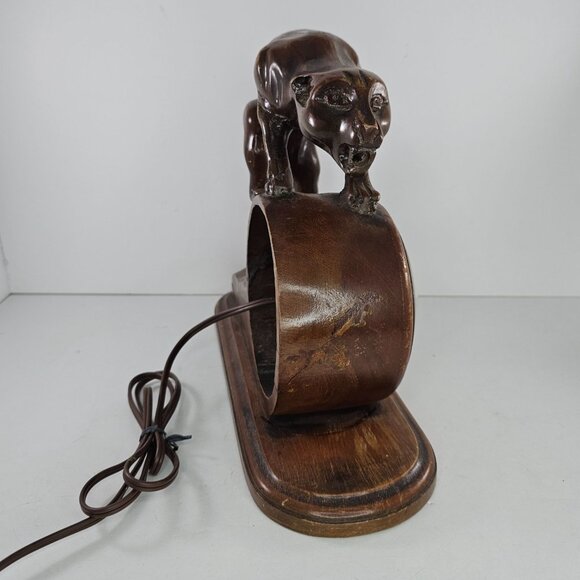 Vintage Master Crafters Sessions Jaguar Panther Clock Wood Carved DOES NOT WORK - Picture 6 of 10